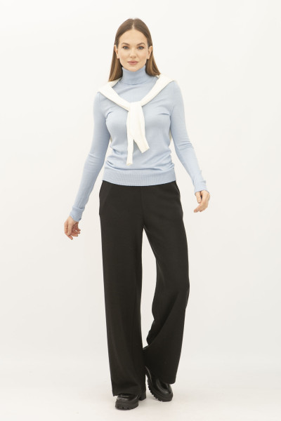 Прямі брюки з трикотажу чорного кольору Леура