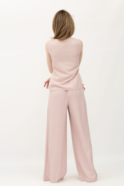 Лляний пудрорвий костюм блуза та брюки Блекі 01