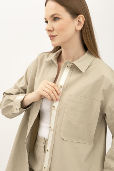 Сорочка з котону вільного силуету бежевого кольру Сабель 01