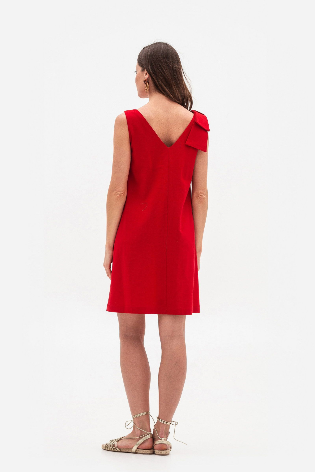 Червоний лляний міні сарафан Пулін 13