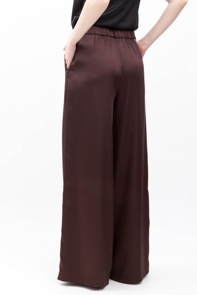 Шовкові брюки палаццо коричневого кольору Бланш 001