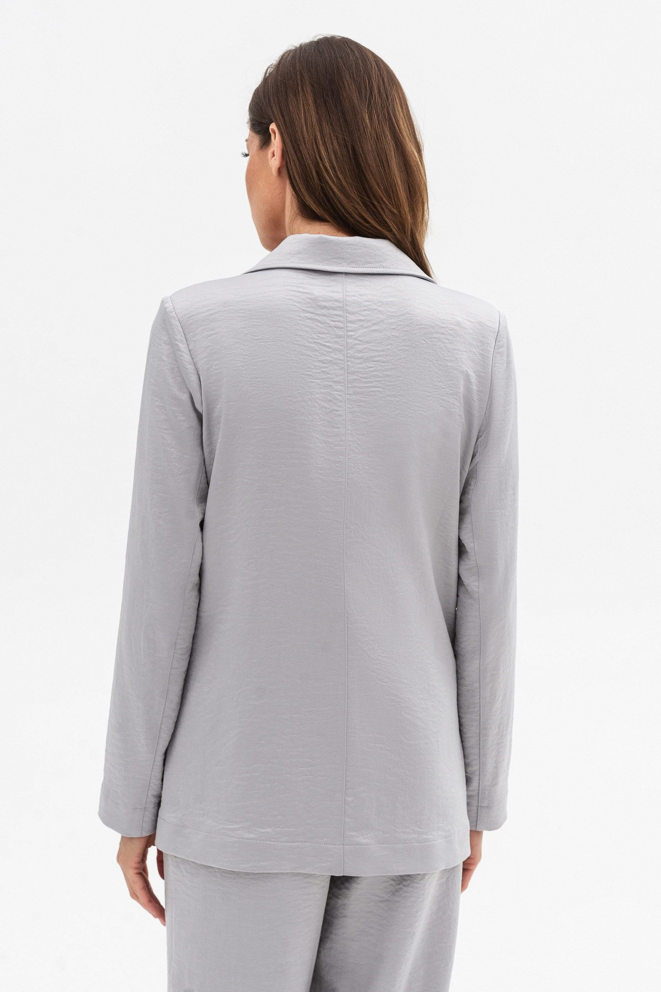 Однобортний шовковий жакет сірого  кольору Віград 33