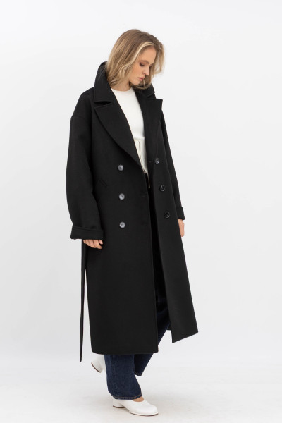 Класичне двобортне пальто чорного кольору 770/2025