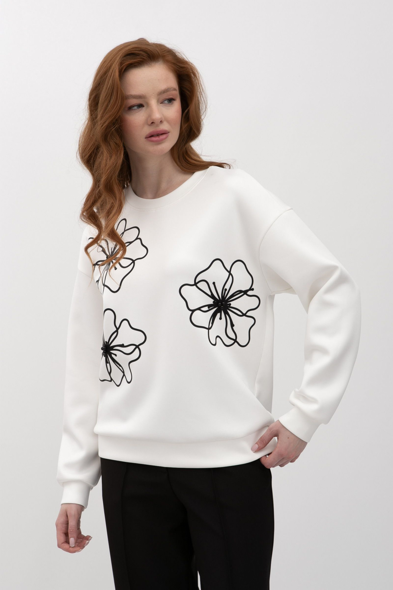 Жіночий світшот трикотажний молочного кольору Теріса 01