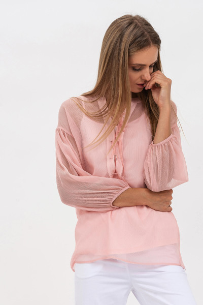 Вільна жіноча блуза із шифону рожевого відтінку Лейла