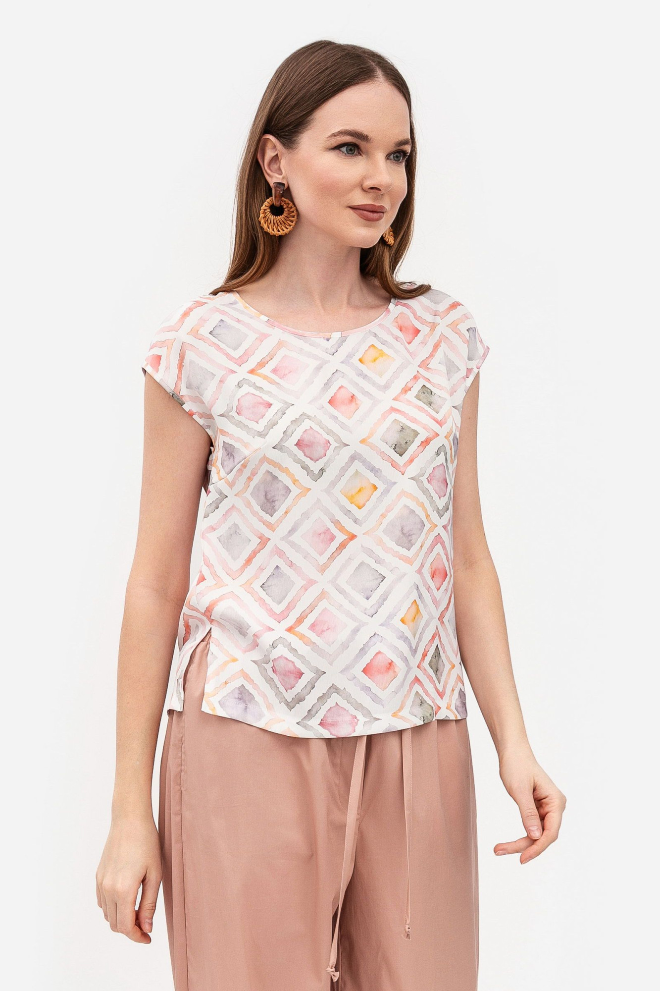 Шовкова блуза вільного силуету молочного кольору Сіелія 01