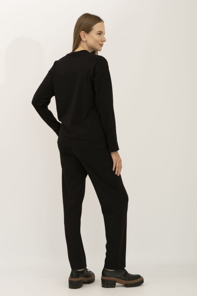 Жіночий костюм чорний світшот та штани завужені Тейда 01