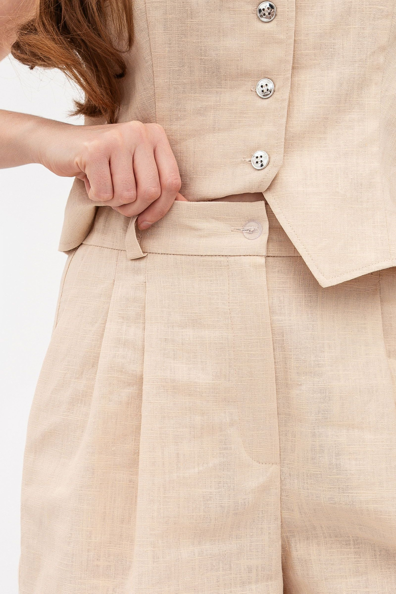 Класичні лляні шорти бежевого кольору Ар'яс 11