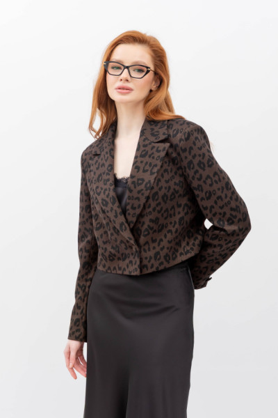 Жакет-кроп з коричневим леопардовим принтом Феліса