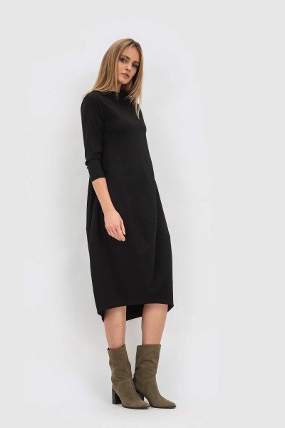 Сукня силуету тюльпан з французького трикотажу чорного кольору Керіл