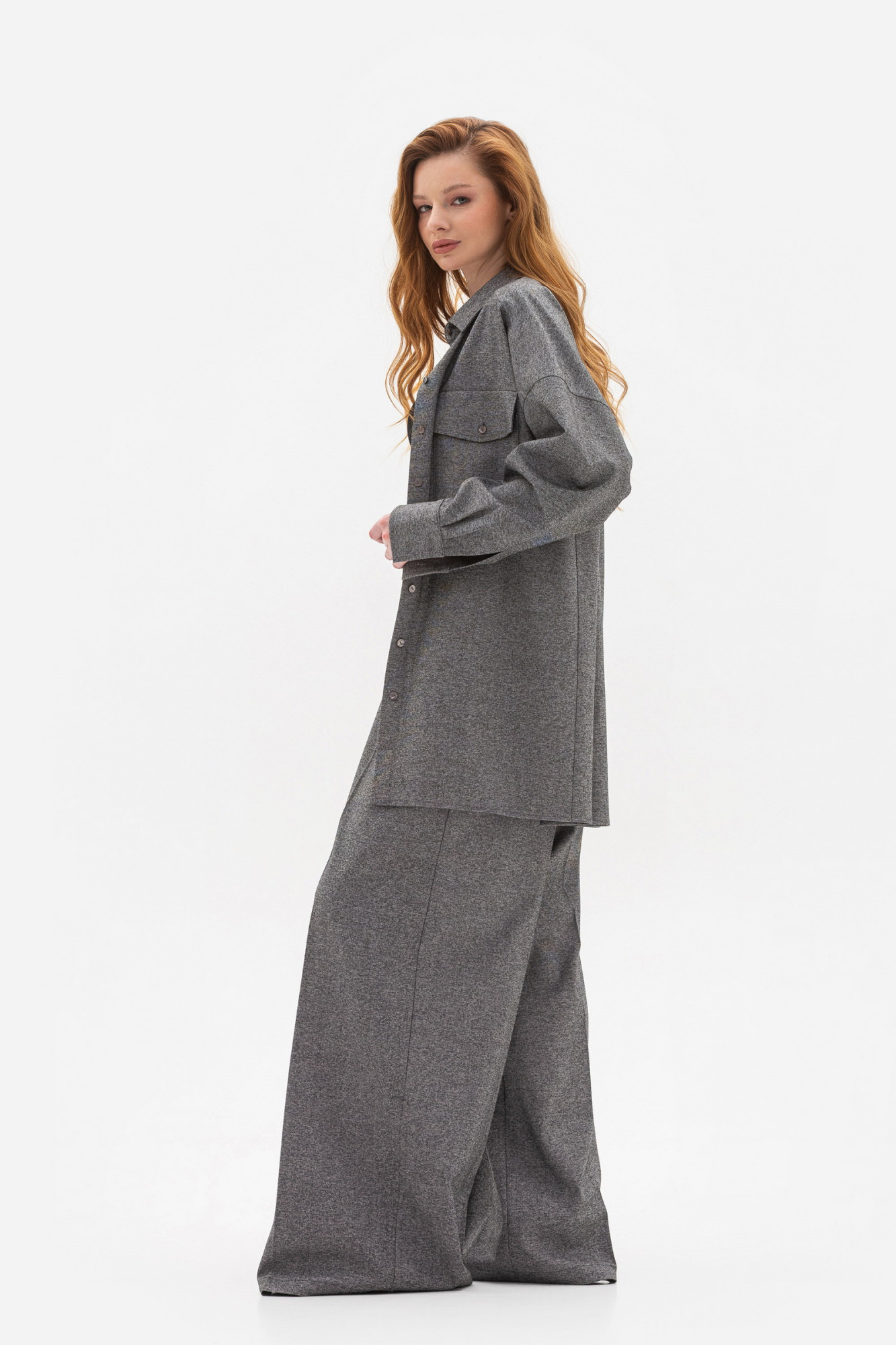 Сорочка подовжена сірого  кольору Шаделі 01