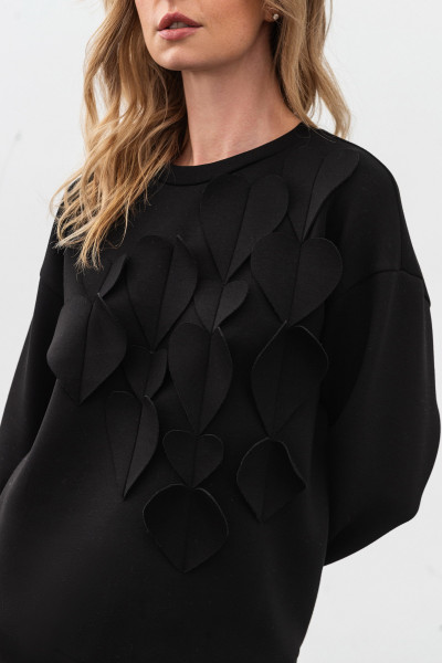 Світшот трикотажний чорний вільного силуету Оріне 01