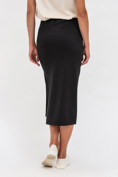 Трикотажна міді-спідниця з поясом на резинці з бічними розрізами Дадлі 01