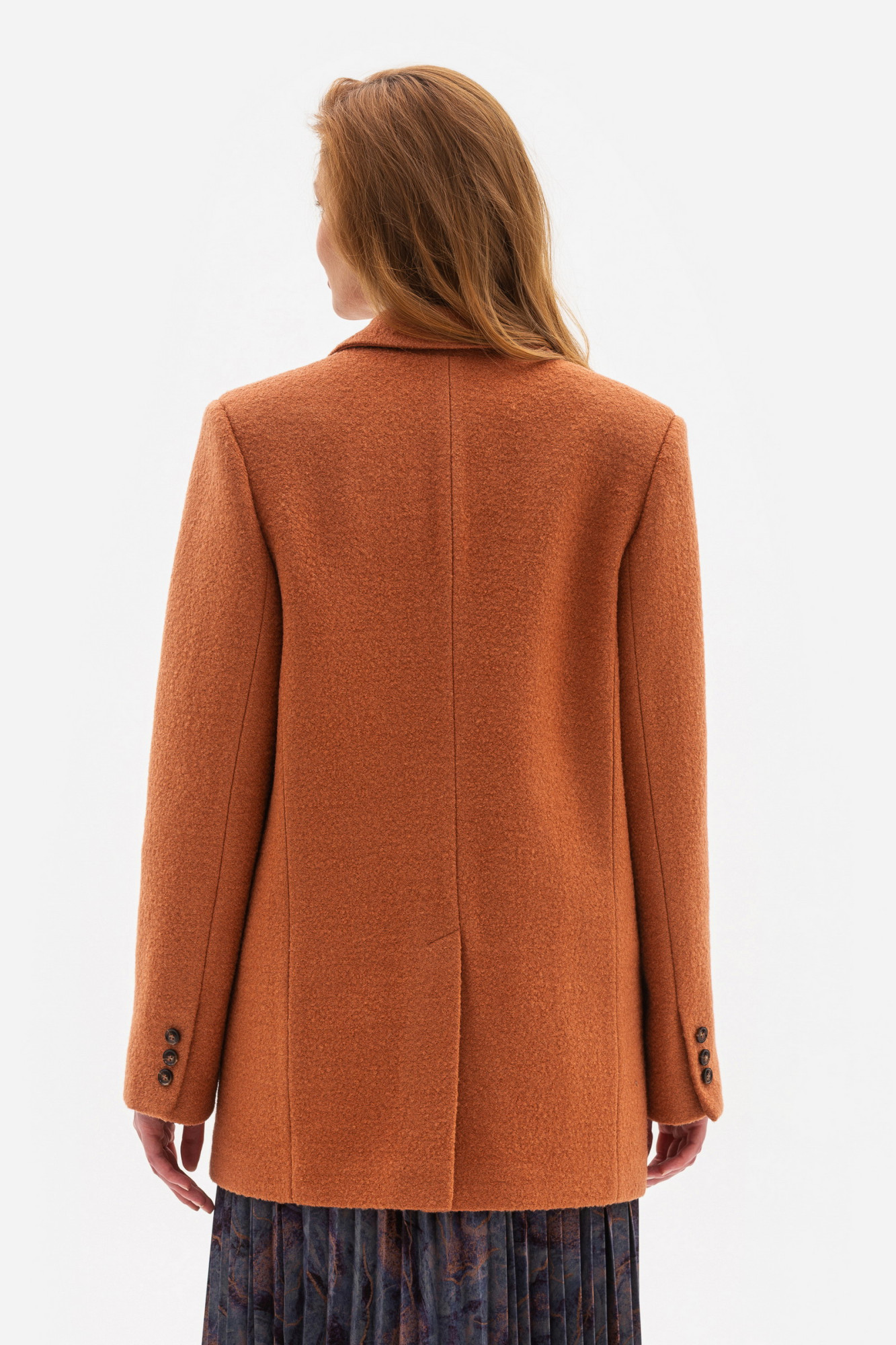 Жакет oversize з вовною теракотового  кольору Ємісія