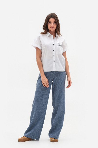 Бавовняна біла блуза з коротким рукавом Трікет