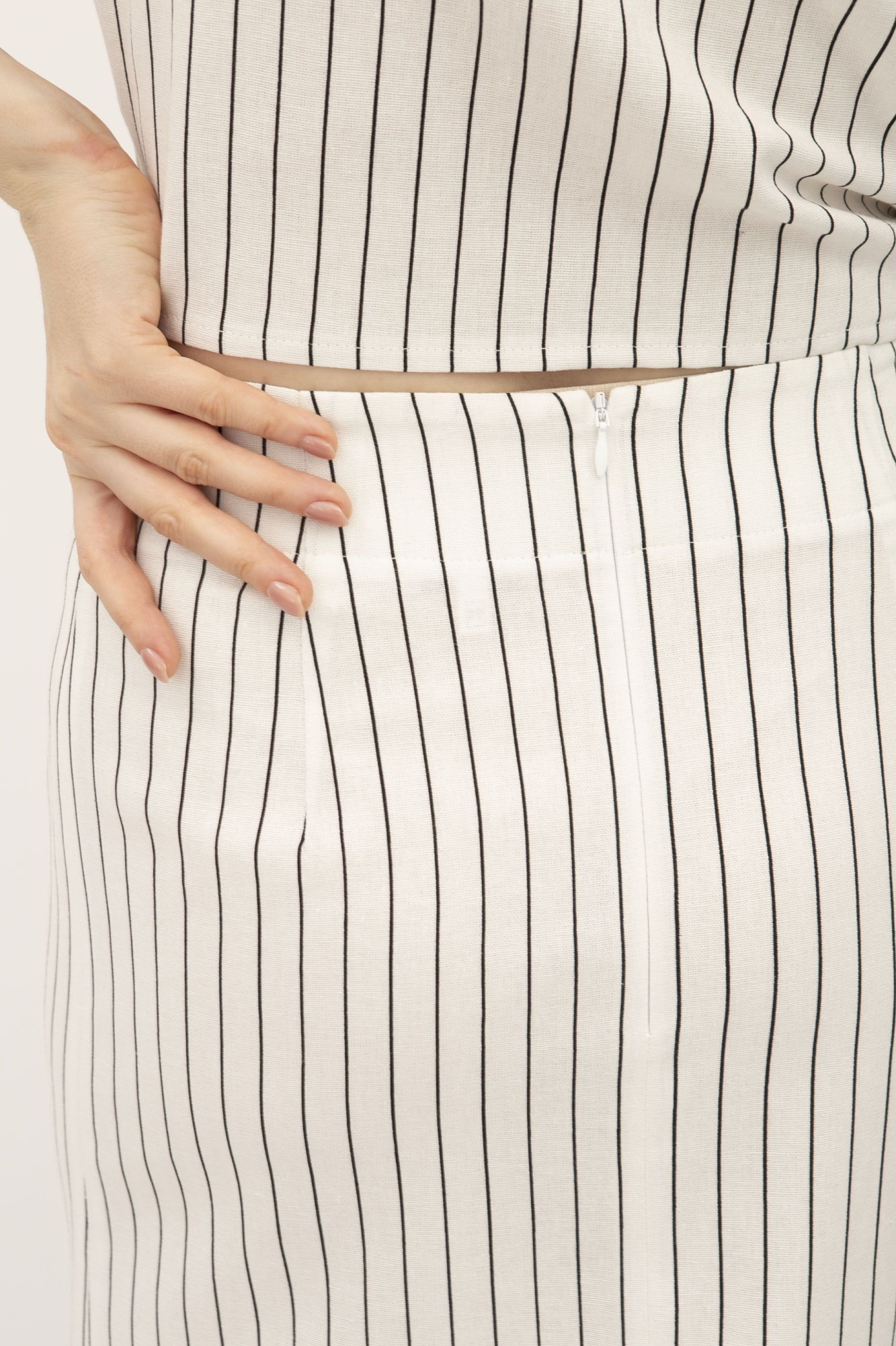 Костюм з льону блуза та спідниця у вертикальну смужку Онекс 1