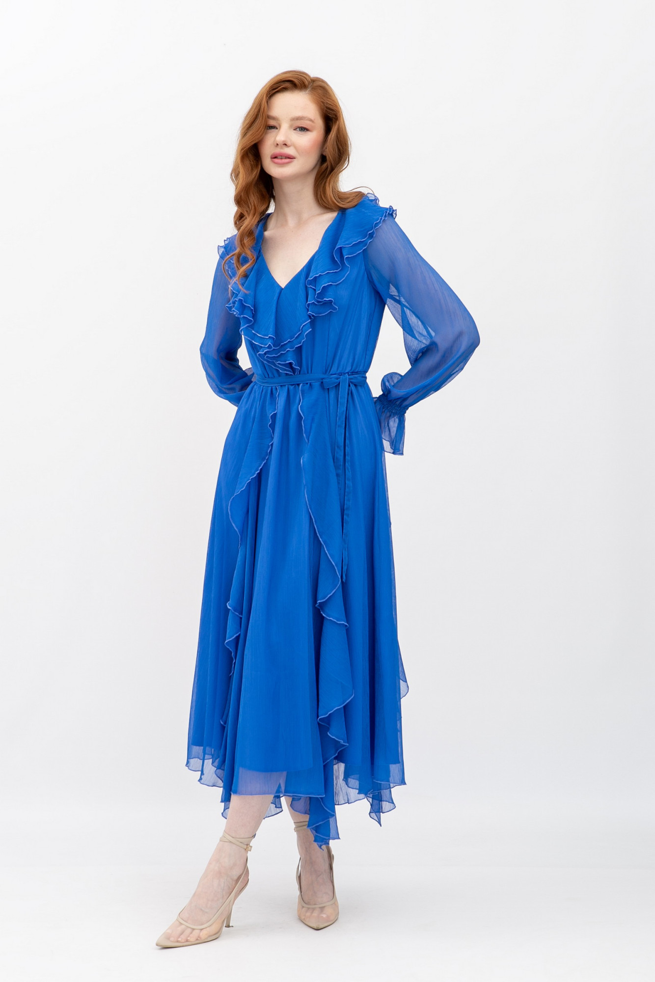 Шифонова сукня синього кольору Нірела 03