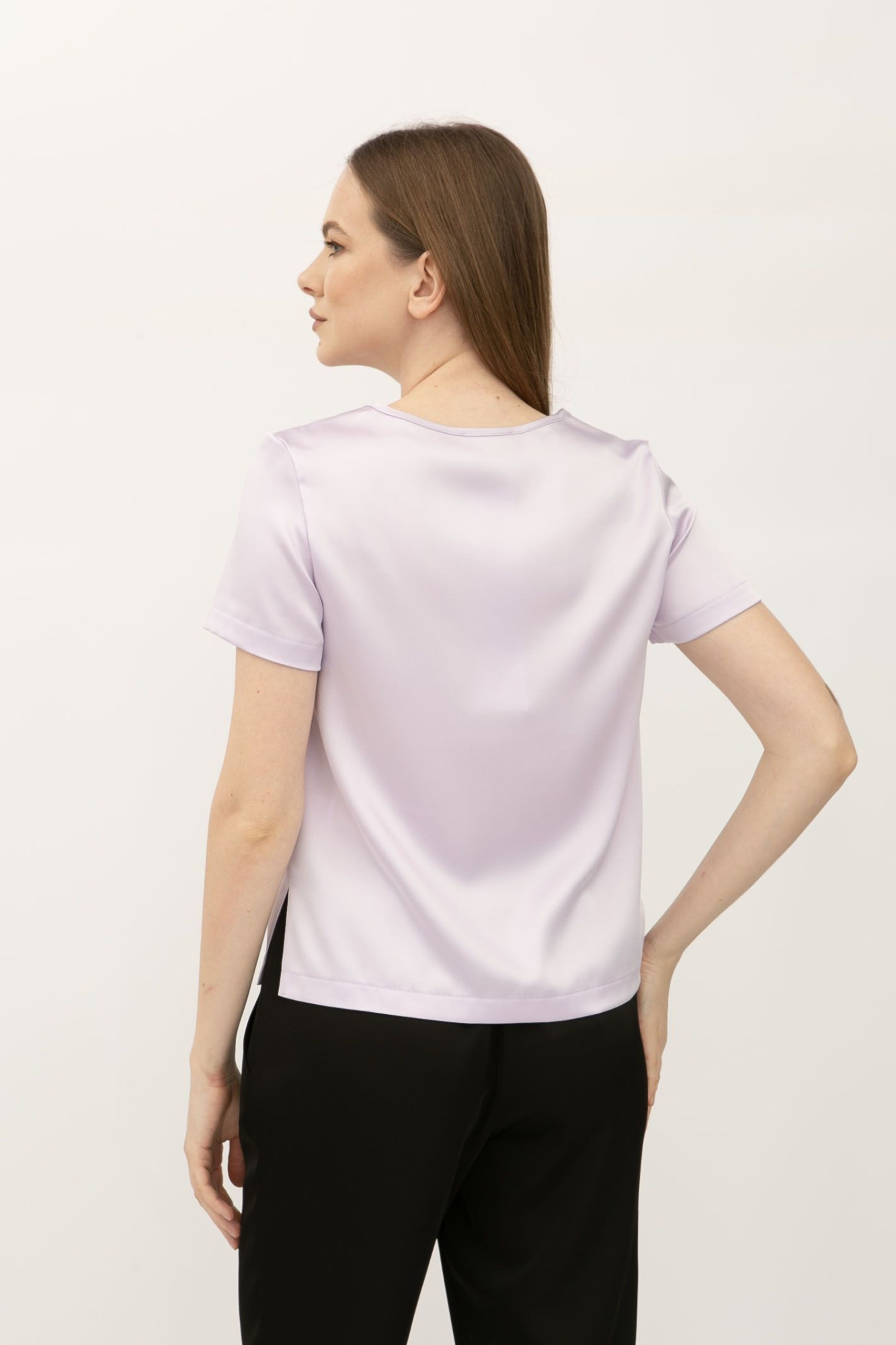 Блуза - футболка з сатину бузкова Ламін 244