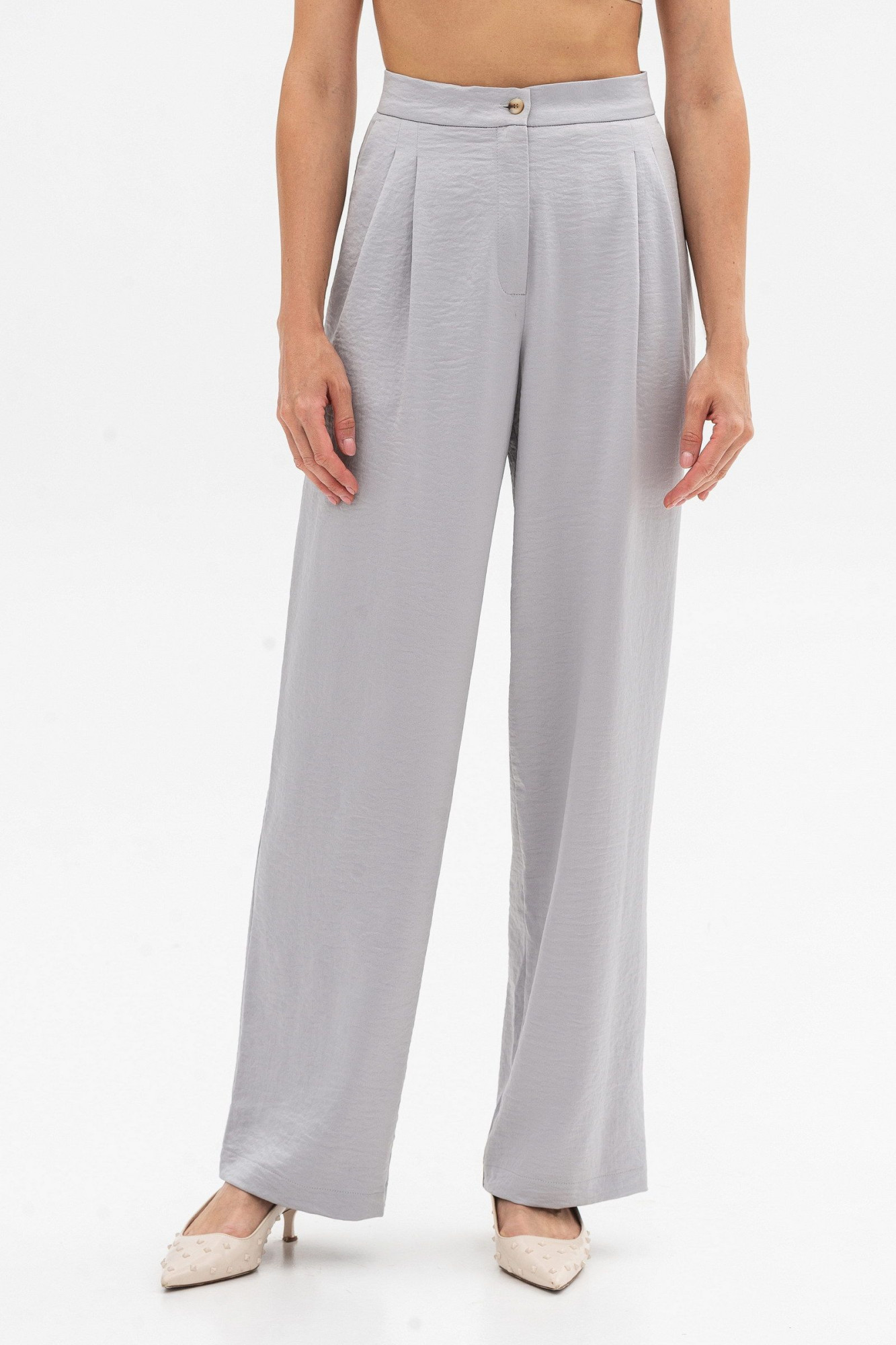 Класичні жіночі штани з високою посадкою сірі Аміка 003