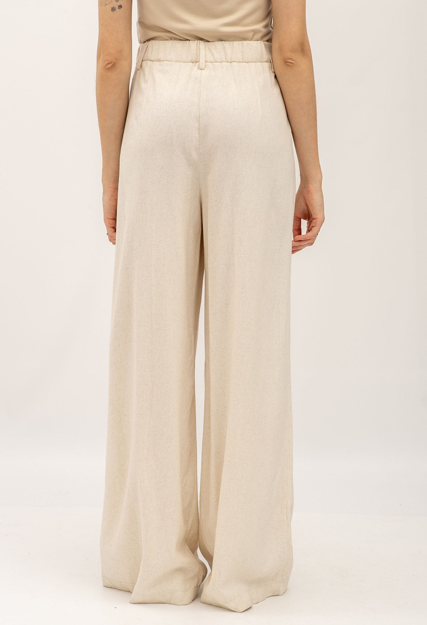 Лляні брюки палаццо бежевого кольору Естрія 02