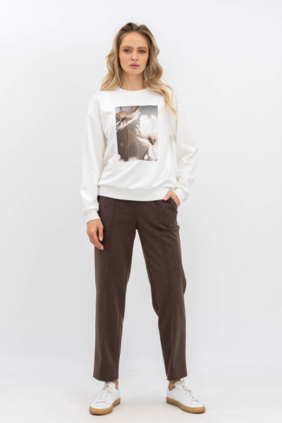 Трикотажні брюки прямого крою коричнового кольору Халіфа 01