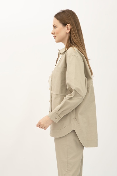 Сорочка з котону вільного силуету бежевого кольру Сабель 01