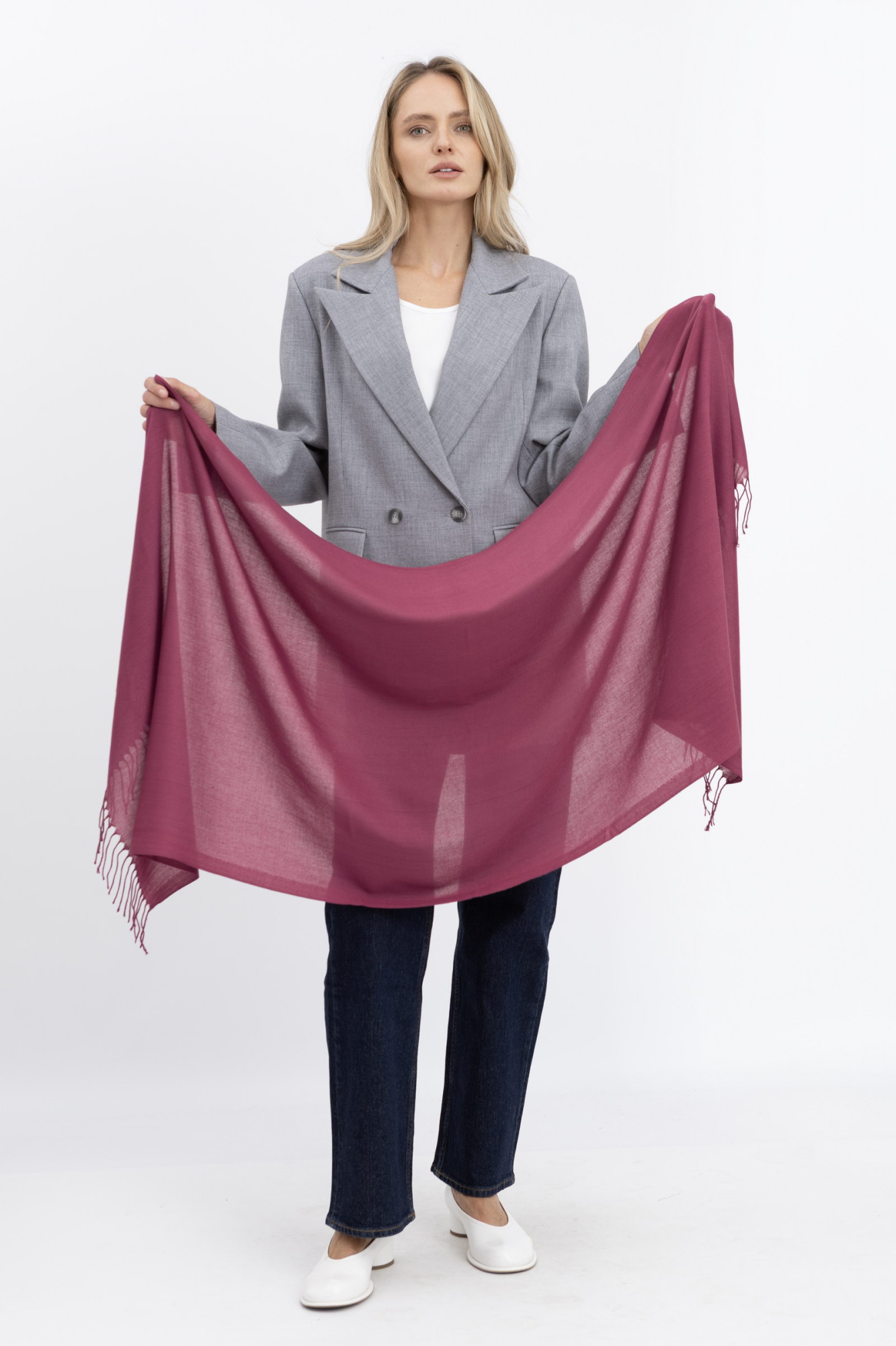 Палантин-шарф бордового кольору Шарф\ 2025