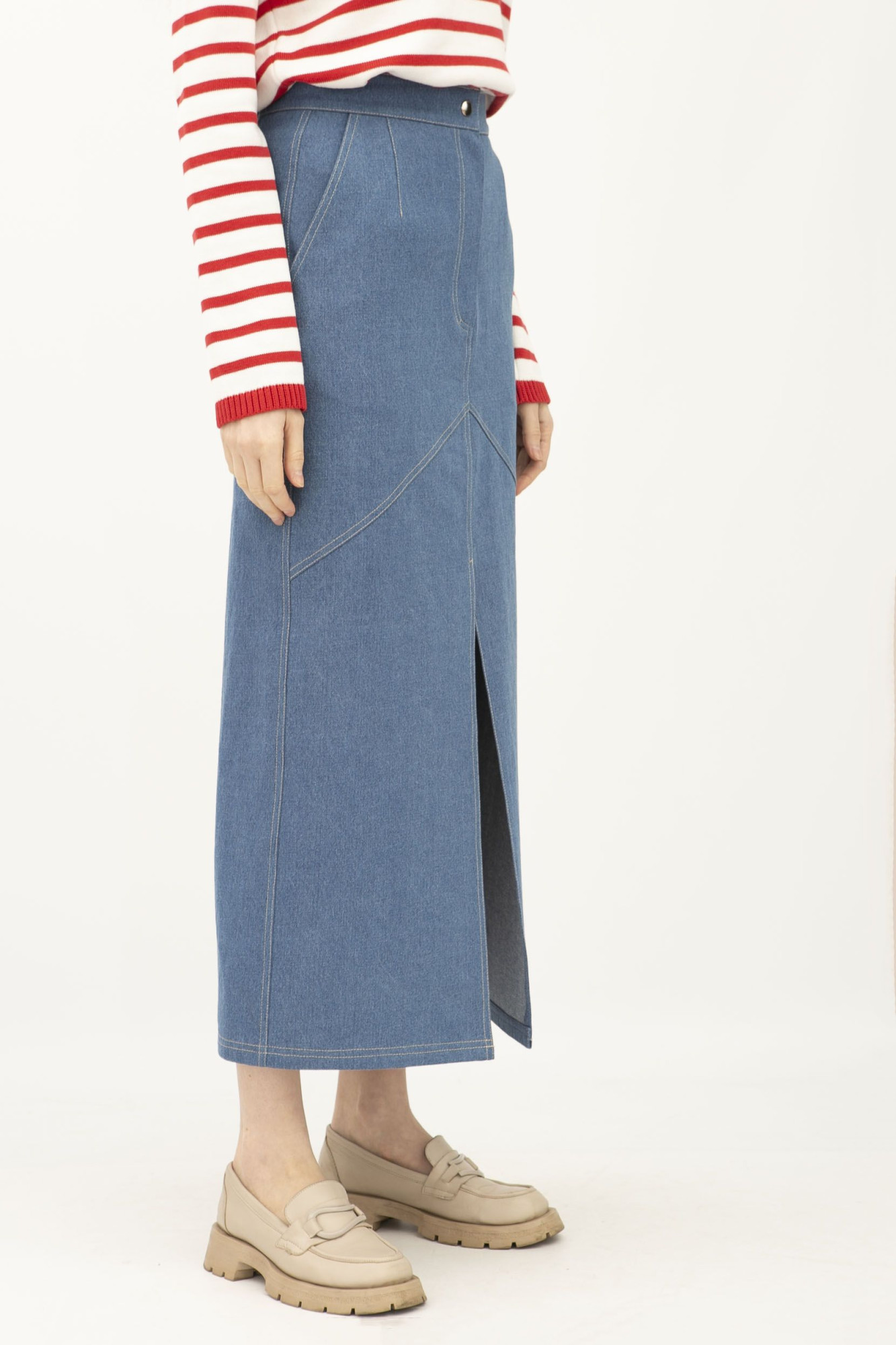 Спідниця міді денім синього кольору Адагер 1