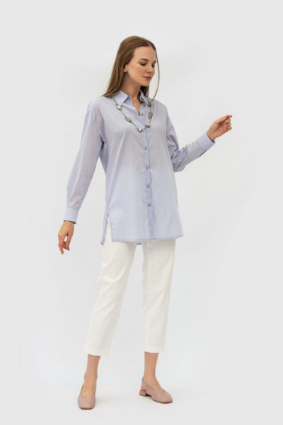 Сорочка з попліну прямого силуету бузкового кольору Вернер