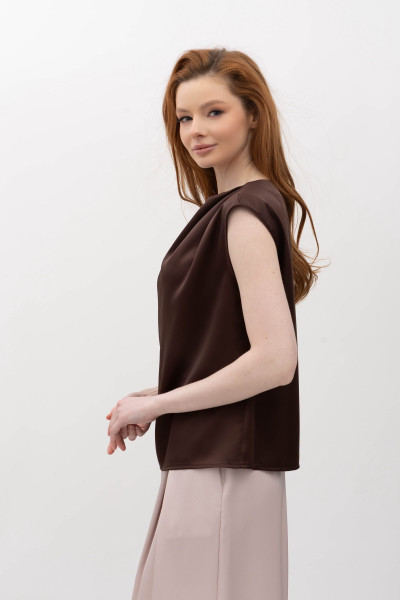 Шовкова блуза коричневого кольору Розіні