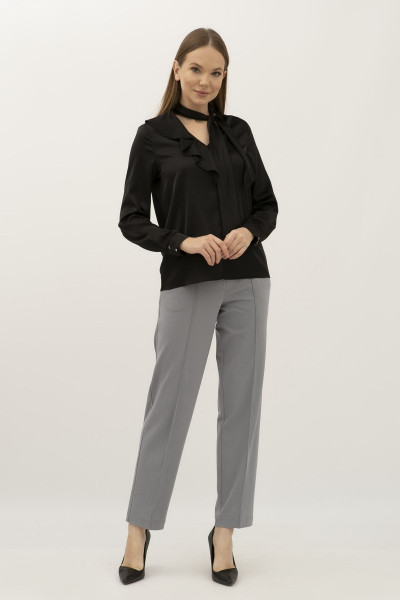 Блуза з шифону прямого силуету чорна Флуро 02
