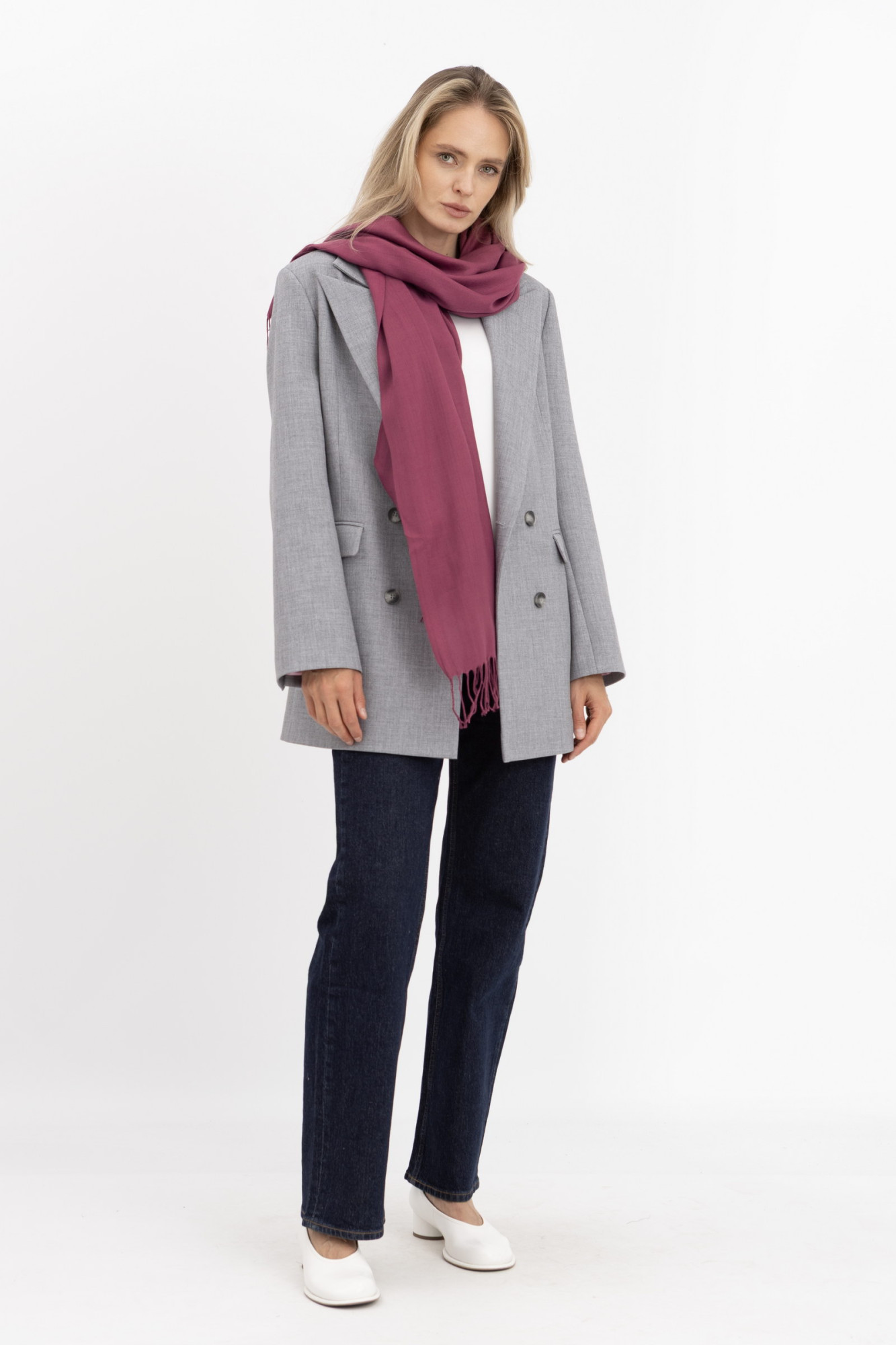 Палантин-шарф бордового кольору Шарф\ 2025