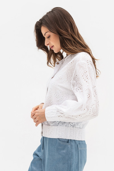 Білий бомбер з котону прошва Сарія