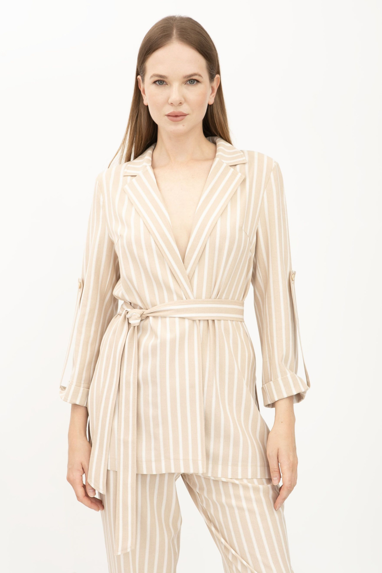 Костюм з льону бежевий жакет та брюки Данді 11