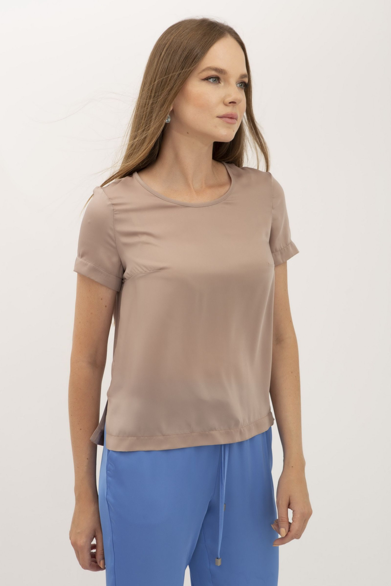 Блуза - футболка з шовку коричнева Ламін 207