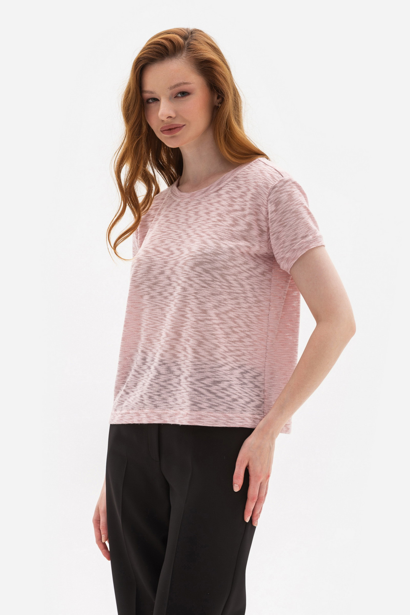 Футболка з трикотажу вільного силуету рожевого кольору Майлен 2