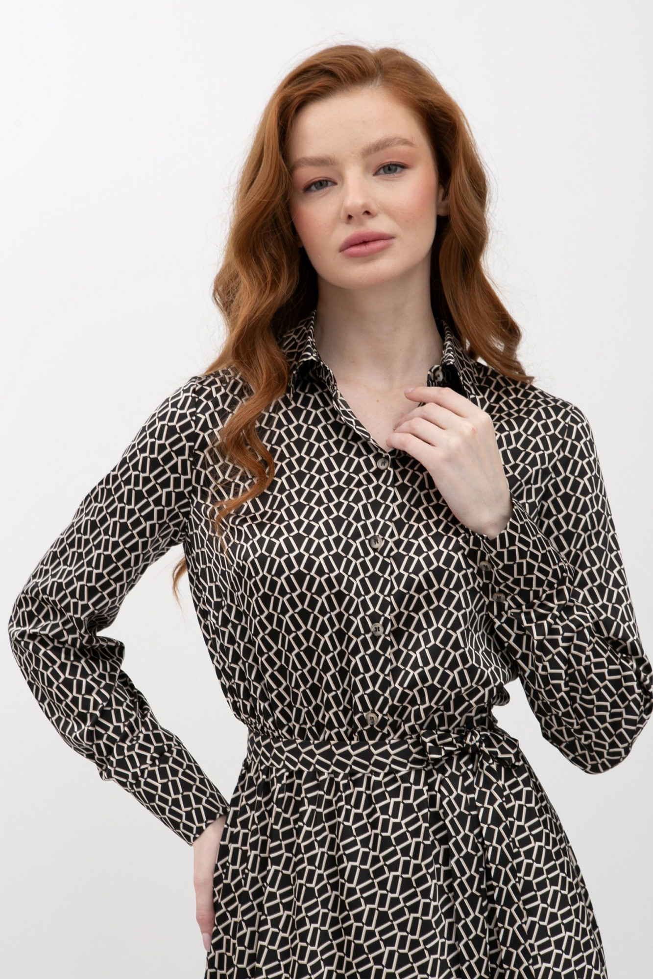 Сукня міді вільного силуету з шовку Тарті 03