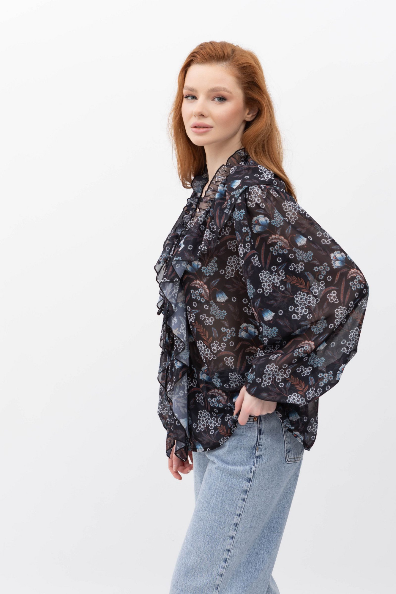 Шифонова блуза у квітковий принт Нілда 2