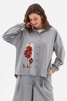 Сорочка вільного крою сірого кольору Октара 01