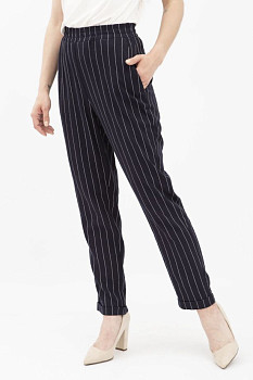 Жіночі штани з льону сині завужені Данді 01