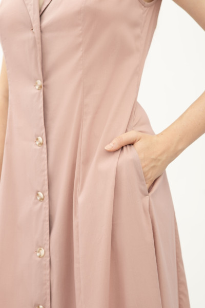 Однобортна сукня - жилет з бавовни пудрового кольору Шарлен 03