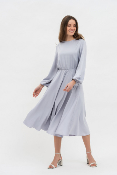 Довга жіноча сукня з мокрого шовку сірого відтінку Арне 01