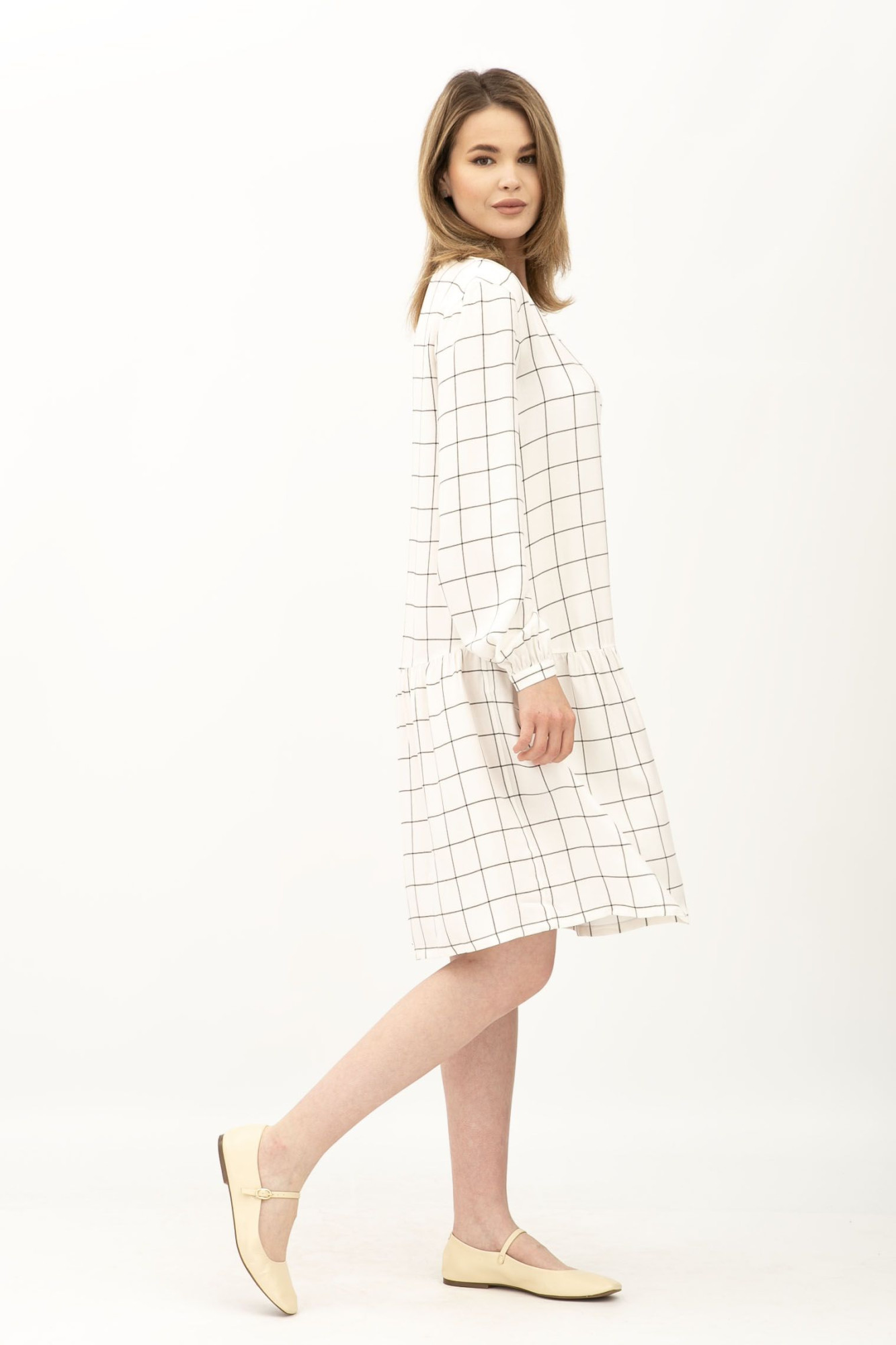 Біла сукня у клітинку з бавовни Ровада