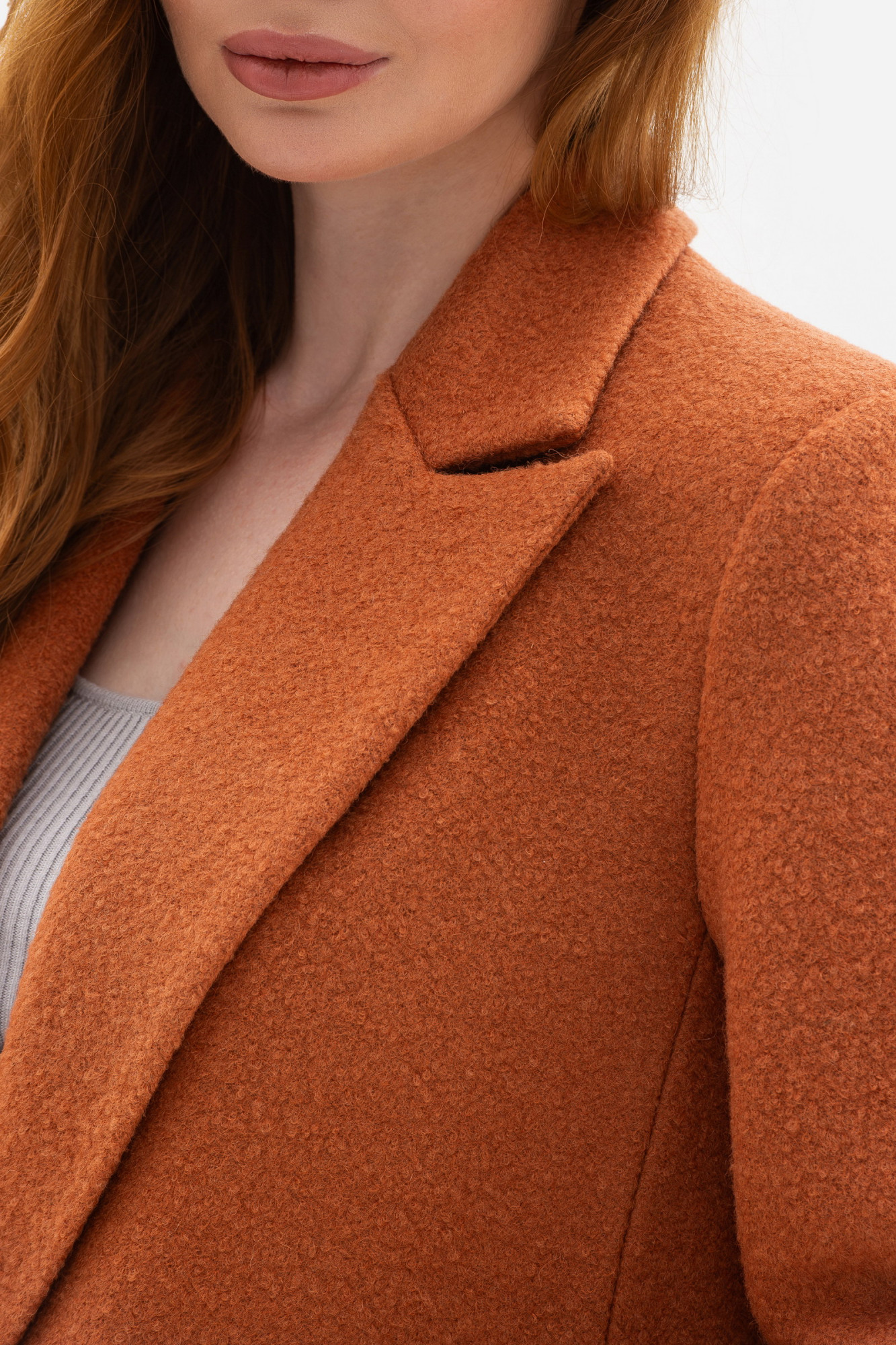 Жакет oversize з вовною теракотового  кольору Ємісія