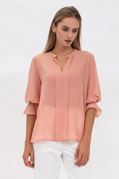 Романтична жіноча блуза кольору пудри з шифону Ксімен 01