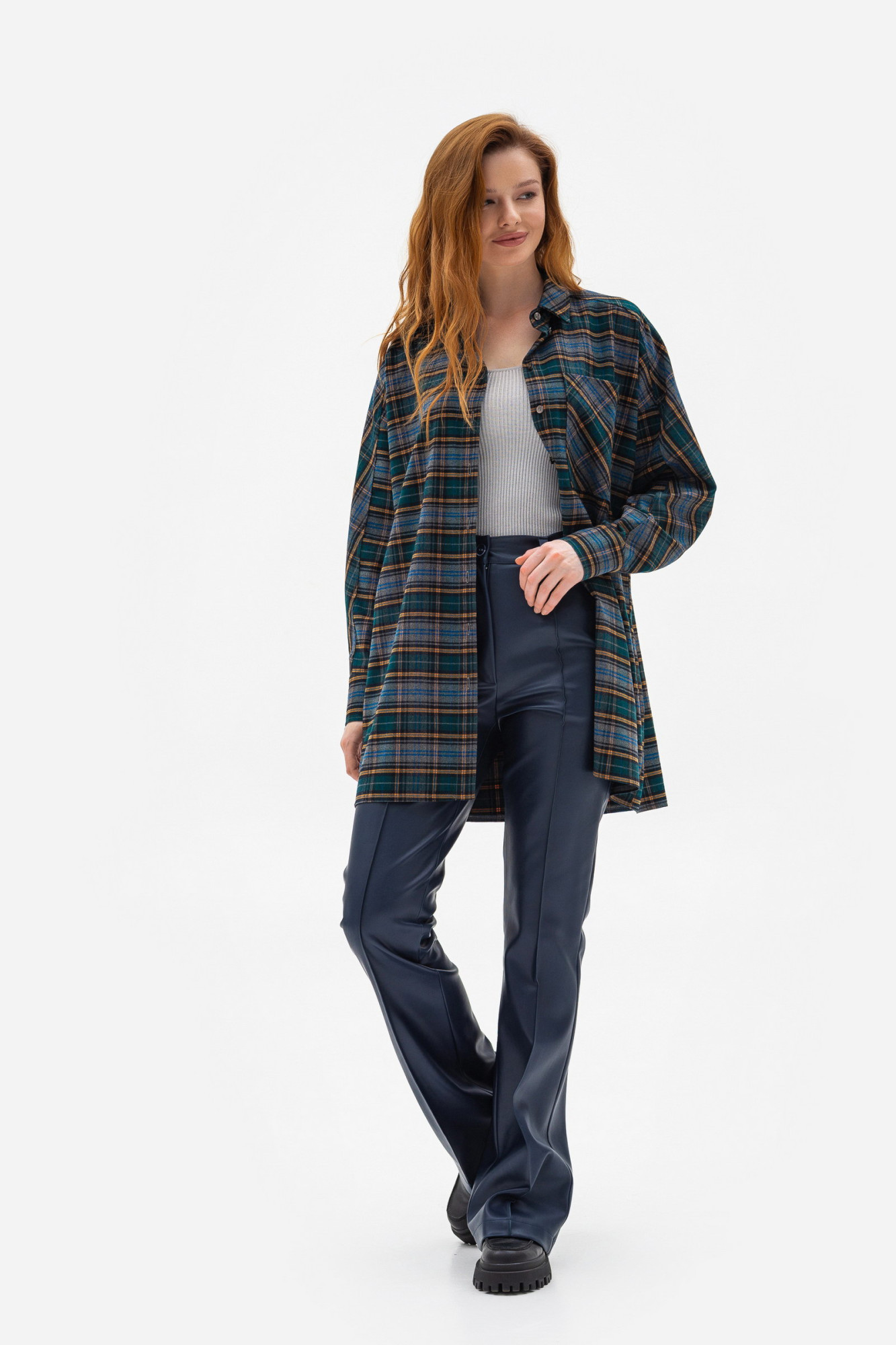 Сорочка в клітинку зеленого кольору Шаделі 1