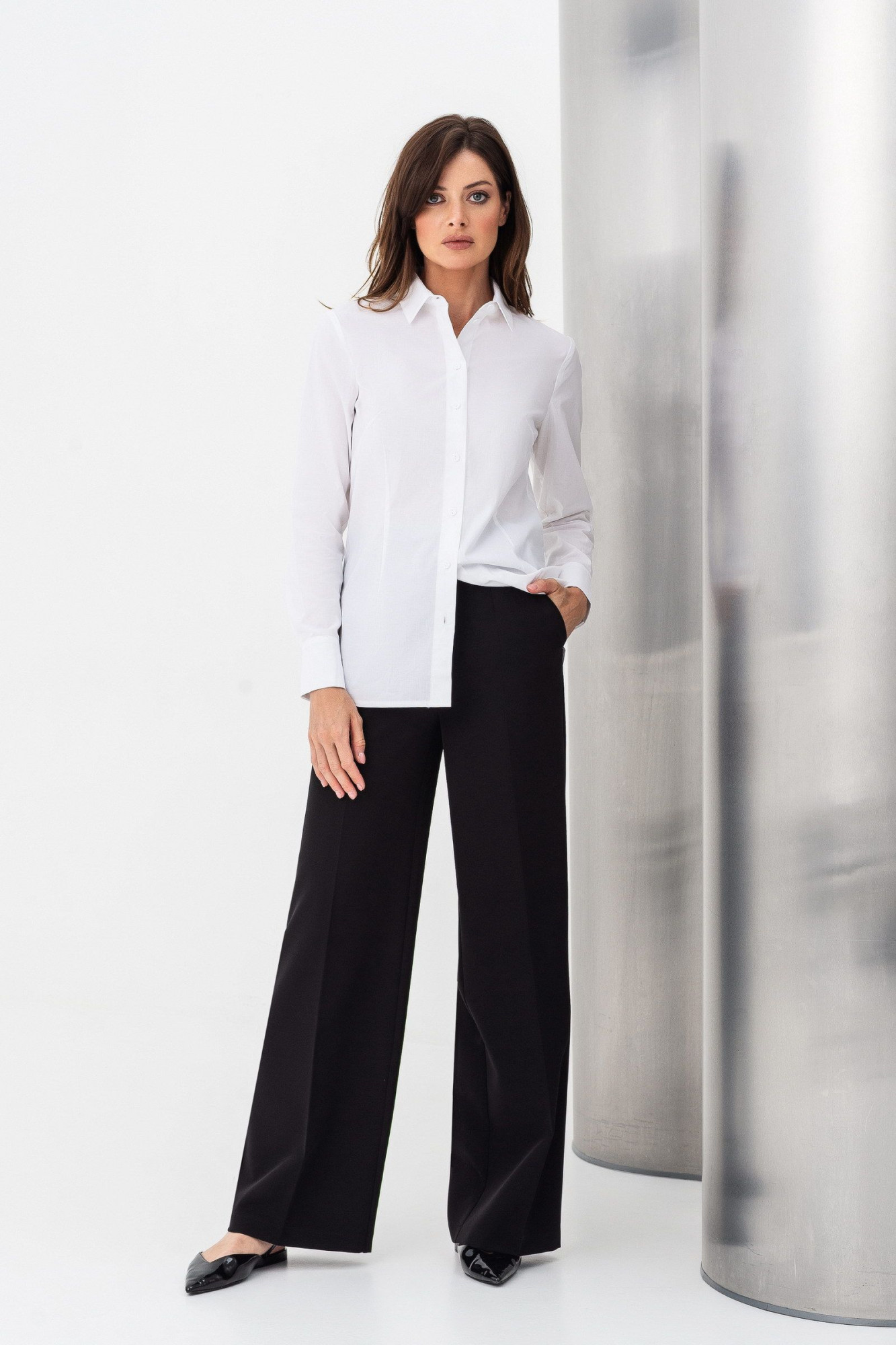 Класична котонова блуза біла Тенат