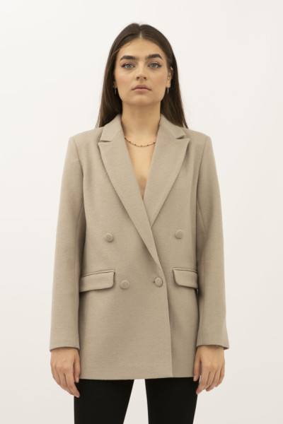 Класичний жіночий двобортний жакет з лацканом та з англійським коміром Ніру 06