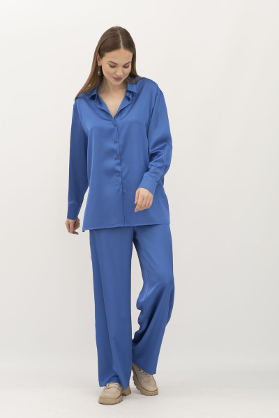 Костюм з сатину блуза та штани блакитного кольору Маніла