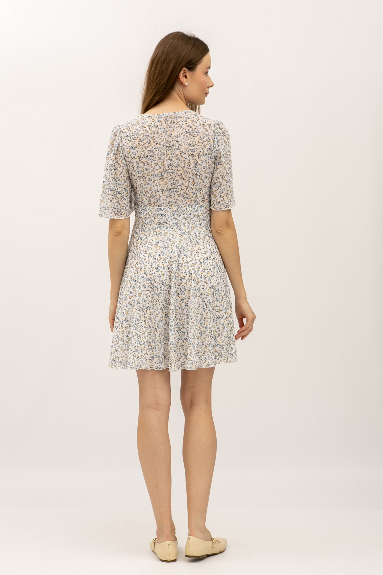 Шифонова сукні довжини міні молочного  кольору Сонора 01